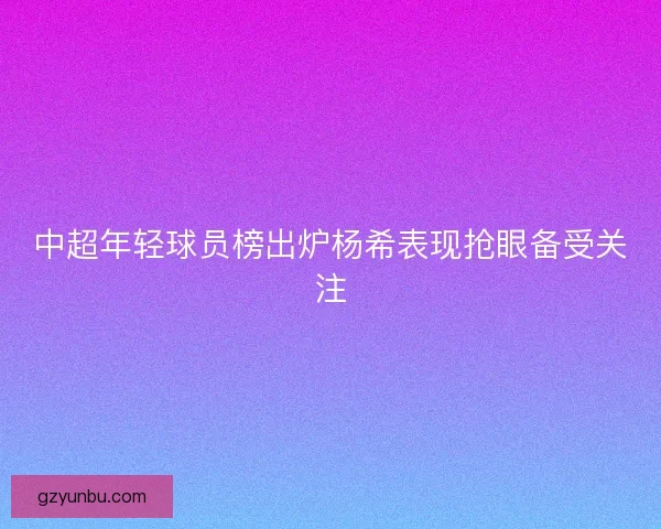 中超年轻球员榜出炉杨希表现抢眼备受关注